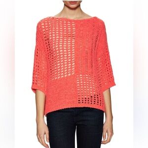 Leo & Sage Orange Knit Women's Sweater Patchwork women S see through cover up